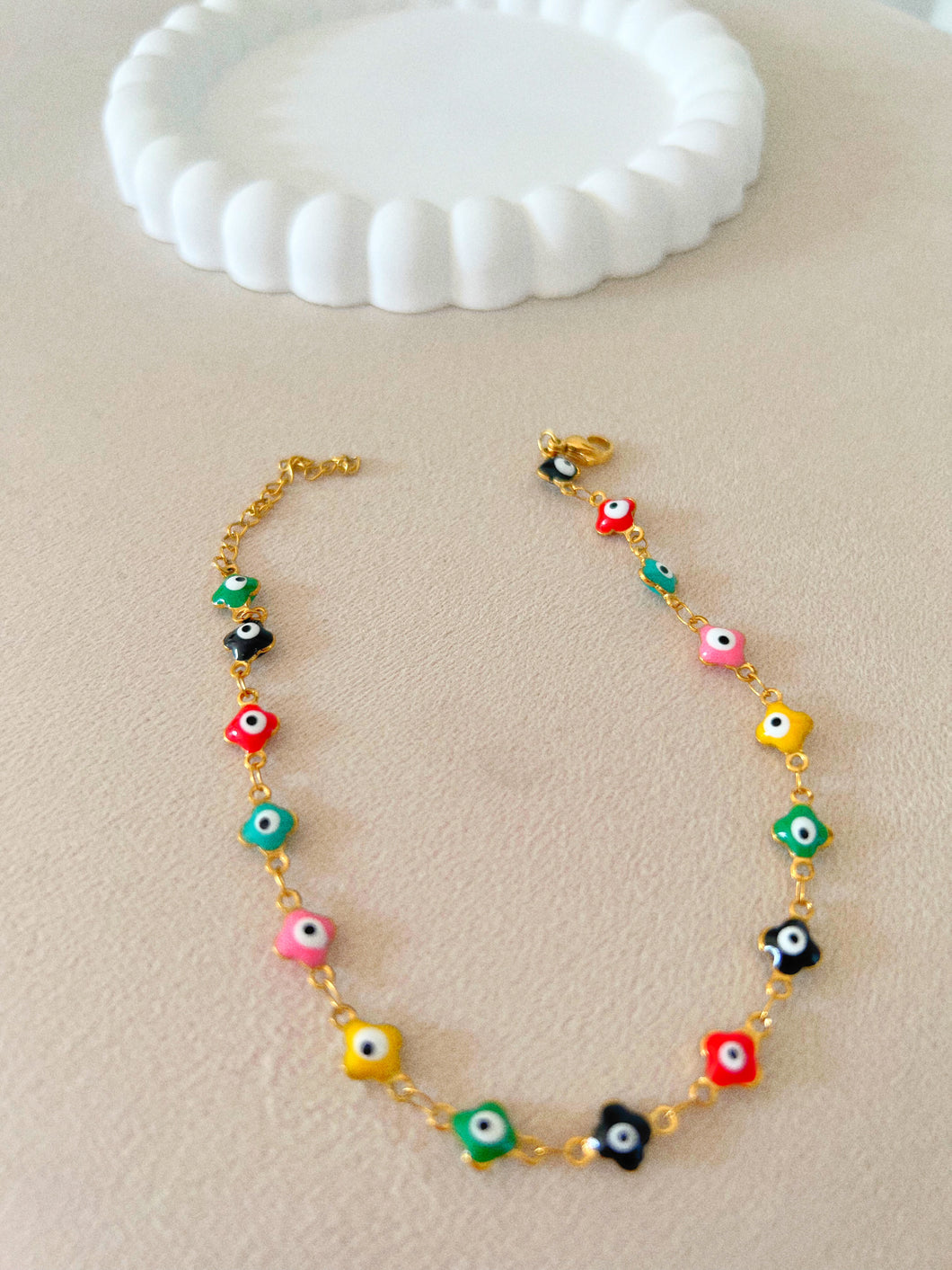 Ece Multi Colour Evil Eye Clover Bracelet