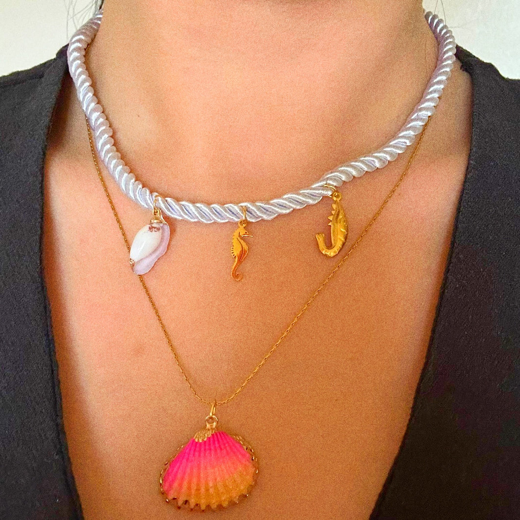 Ellie Seahorse and Seashell Rope Necklace Multi Chain