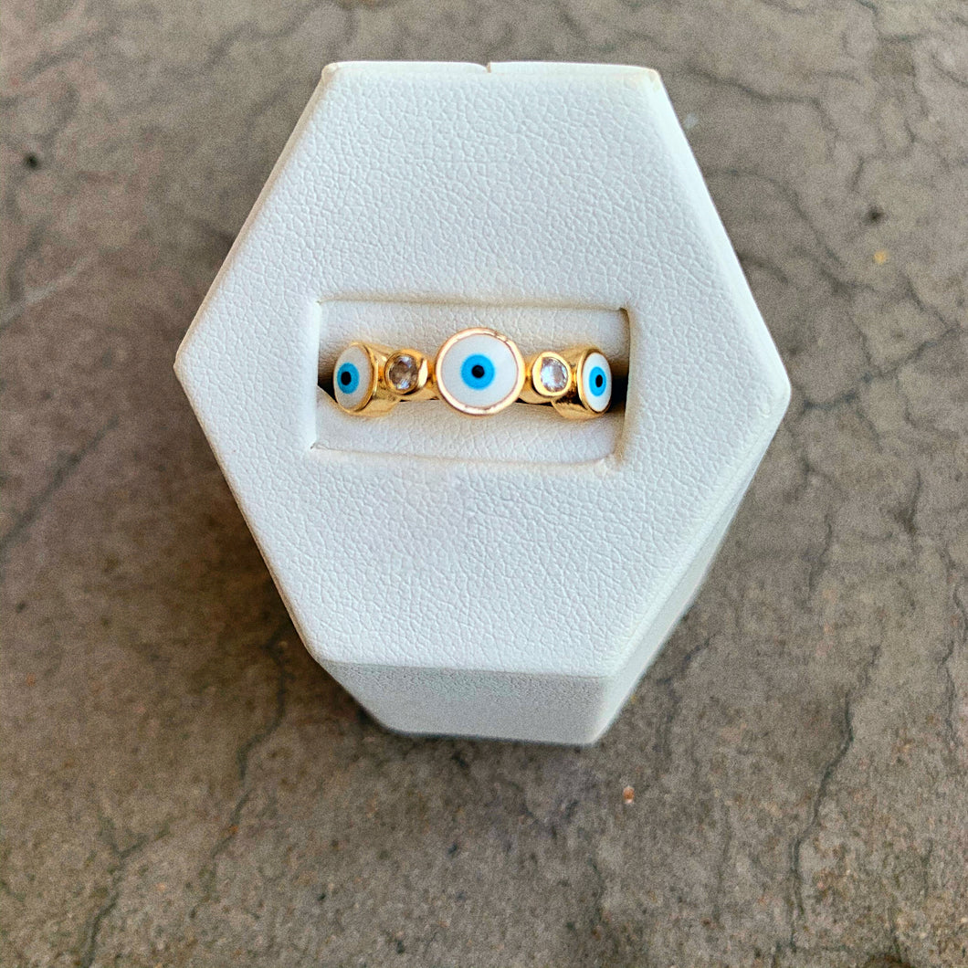 Melissa Evil Eye Ring - White