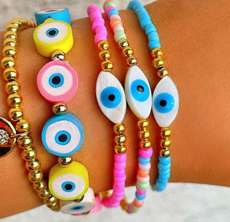 Eleni Evil Eye Beaded Bracelet - Multicolour